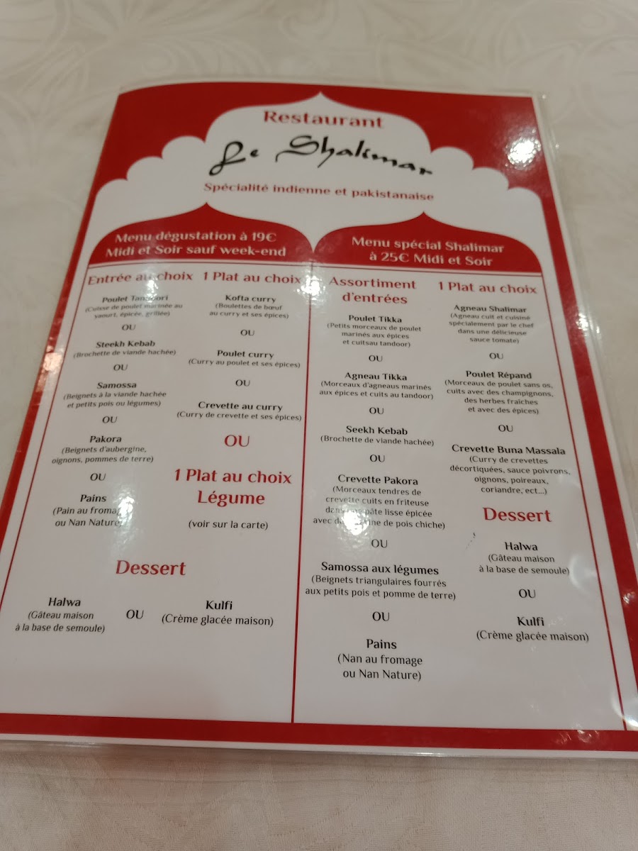 Menu - Le Shalimar Metz photo 3