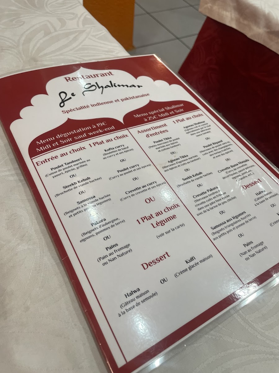 Menu - Le Shalimar Metz photo 5