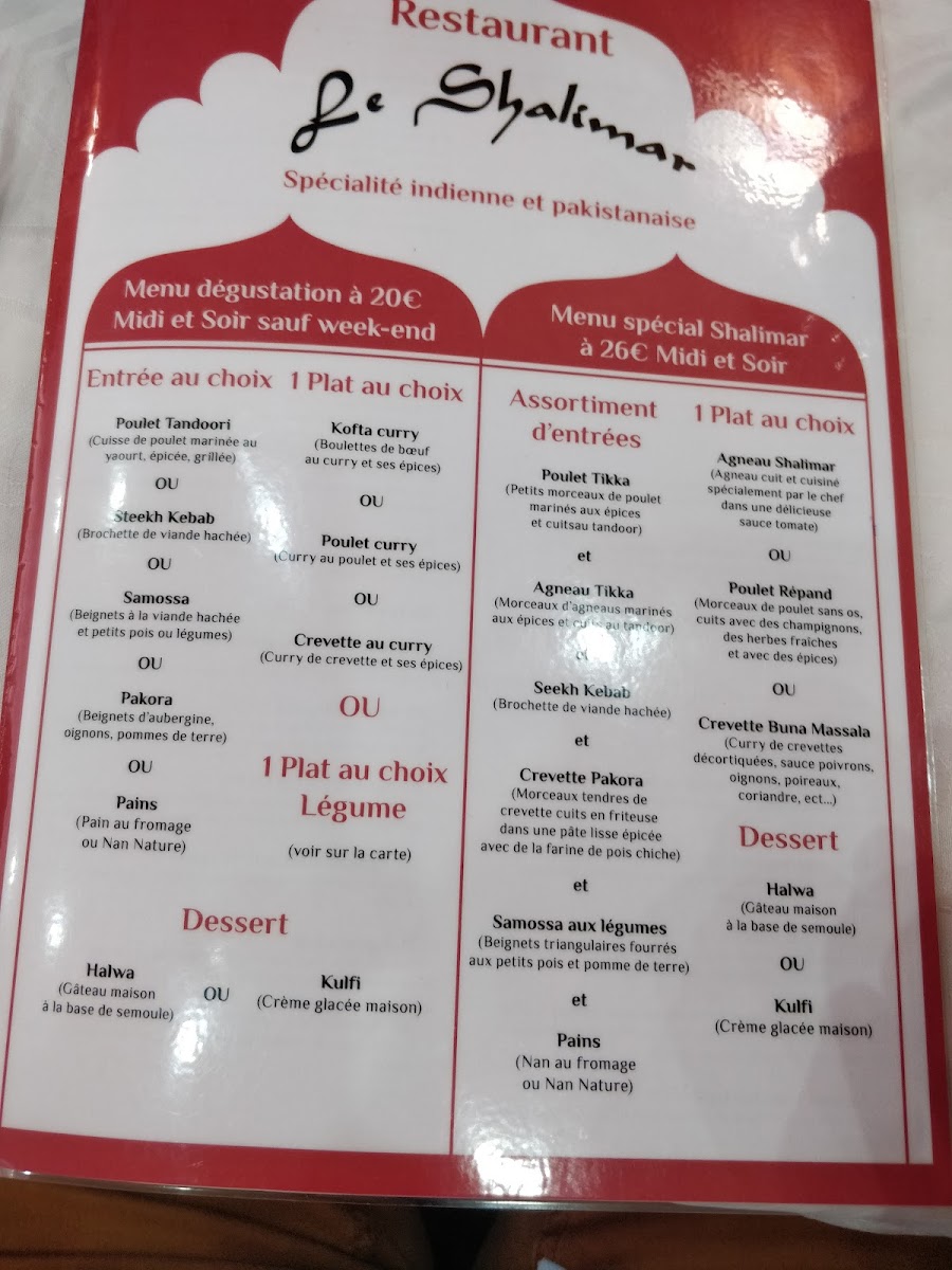 Menu - Le Shalimar Metz photo 6