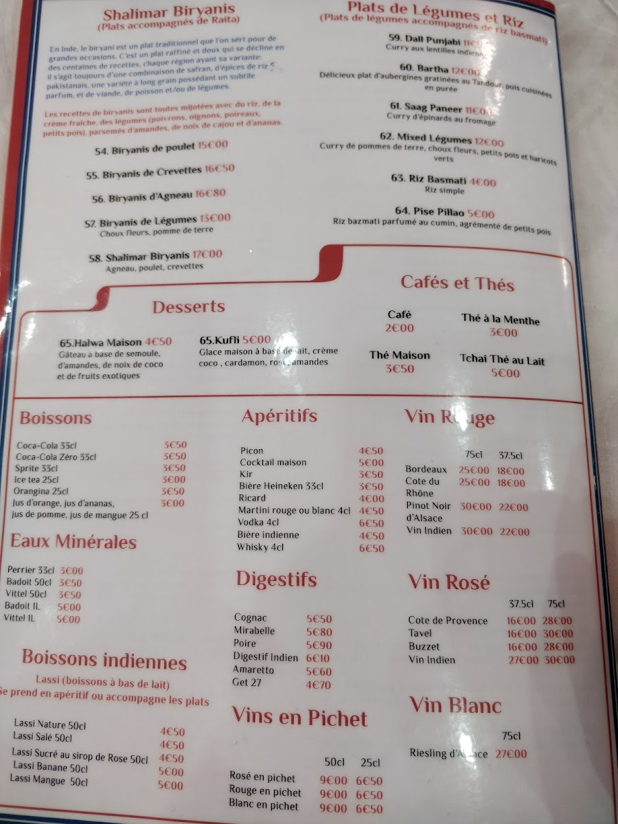 Menu - Le Shalimar Metz photo 9